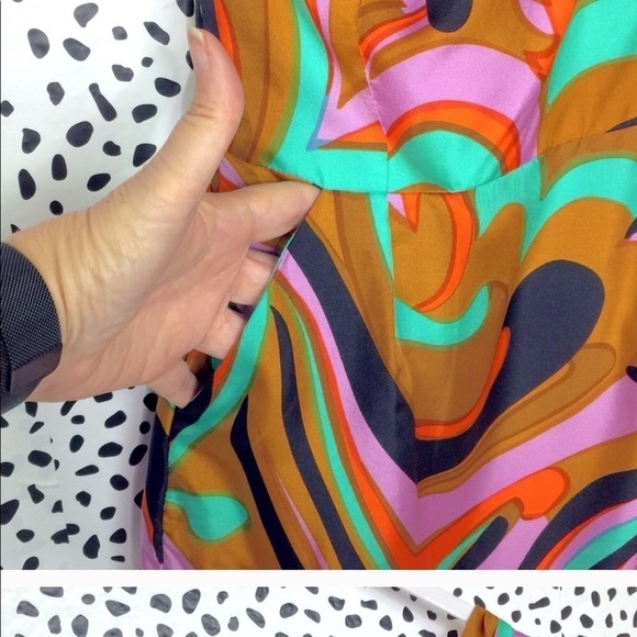 𝅺MILLY Multicolored Print Silk Twill Cocktail Dress Size 2 - Picture 8 of 8